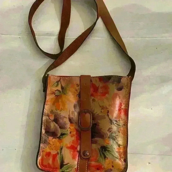 Excellent! PATRICIA NASH Italian Leather Floral CROSSBODY Bag - Picture 2 of 5